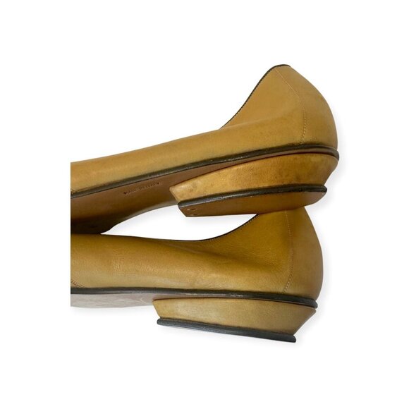 Vintage Neiman Marcus Italian Leather Flats Sz 6.5M Dark Mustard/Tan,  80s - Picture 11 of 12